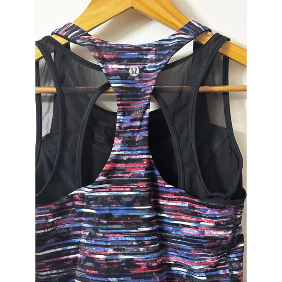 Lululemon Break Free Tank Nulux Hinshu Alpine White Multi Black size 4 new - Picture 7 of 11